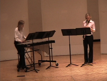 Ginny Armstrong (vibraphone) and Gina Cole (soprano saxophone) perform "TOE (Theory of Everything)" by Stephan Wiseman